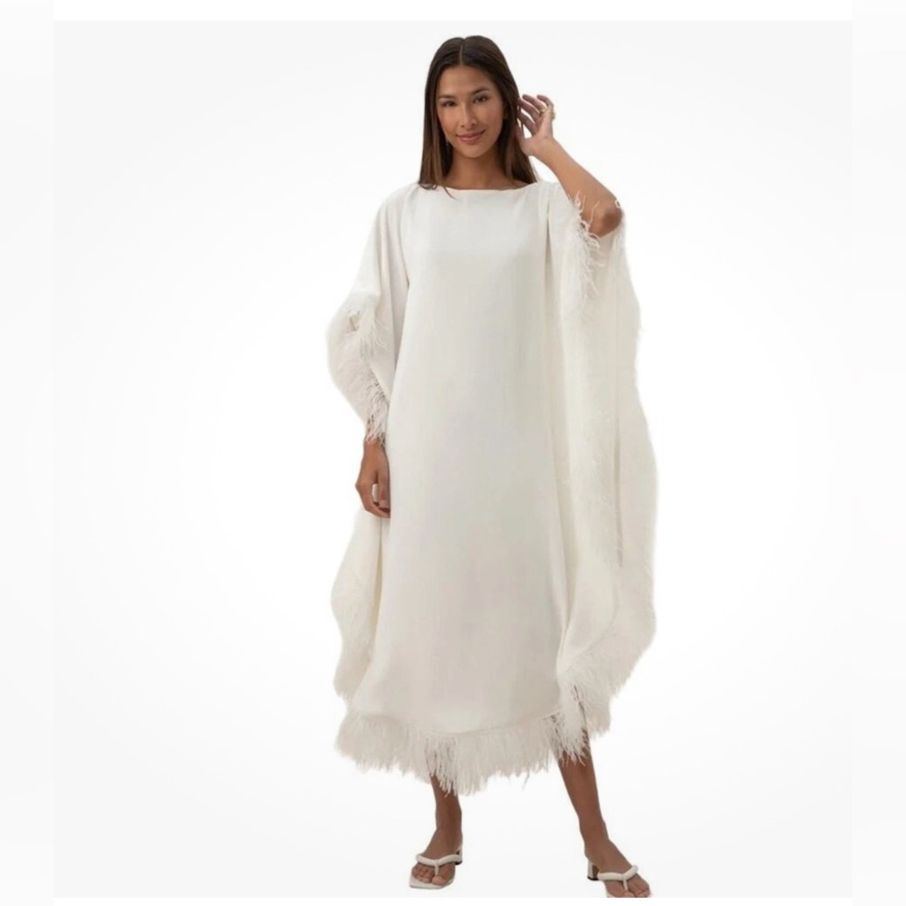 Trina Turk White Maxi Fringe Caftan
